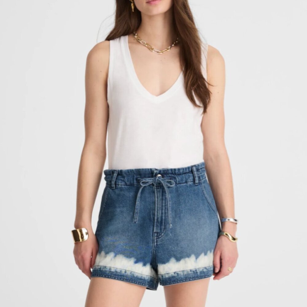 Madewell Tie Waist Denim Shorts Shibori Wash Beachy Summer - NWT - Medium